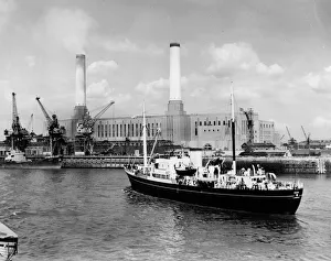 Blackwall Power Station with Trinity house vessel Vestal in foreground Blackwall Power Station with Trinity house vessel Vestal in foreground