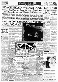 D-Day Front Page of Daily Mail 7 June 1944 D-Day Front Page of Daily Mail 7 June 1944