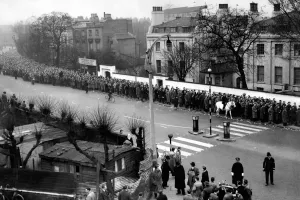 Print of Fans Queuing for Tickets at Stamford Bridge in 1952