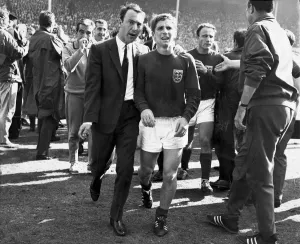 Jimmy Greaves puts an arm round the exhausted Alan Ball as the v Jimmy Greaves puts an arm round the exhausted Alan Ball as the v