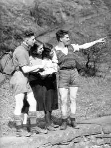 Just For Fun Prints: Hikers studying a map Print 1933