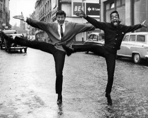 Lionel Blair and Sammy Davis Jnr dancing in the street Lionel Blair and Sammy Davis Jnr dancing in the street