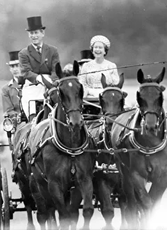 Queen Elizabeth & Prince Philip arrive at Smith Lawn in horse & carriage Queen Elizabeth & Prince Philip arrive at Smith Lawn in horse & carriage
