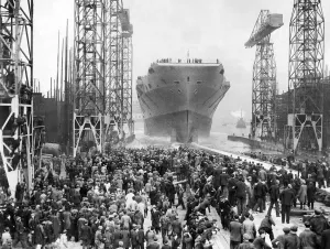 Launch of HMS Eagle Print, 1946 Aircraft Carrier Launch