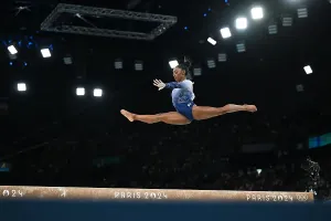 Prints of Paris 2024 Olympics Paris Prints: Simone Biles on the Beam Print