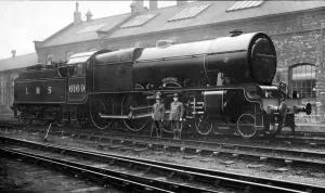 Prints of Designer Sir Henry Fowler and Alderman Dr H.H. Bemrose, Scout Commissioner for Derbyshire with The Boy Scout L.M.S steam locomotive, 1930, Derby Derbyshire Prints: Print of The Boy Scout L.M.S. steam locomotive, 1930