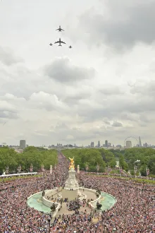 Aircraft mark The Queens 90th Birthday with a fly-past over Buckingham palace Aircraft mark The Queens 90th Birthday with a fly-past over Buckingham palace