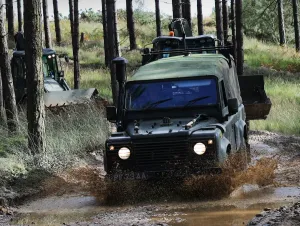 Army Prints: Print of 131 Commando Squadron Land Rover Training Exercise