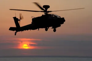 Print of Apache Helicopter at Sea, HMS Illustrious
