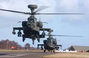 Armys new AH64D Apache Longbow helicopters depart from RAF Leuchars. 01/03/2002 Armys new AH64D Apache Longbow helicopters depart from RAF Leuchars. 01/03/2002