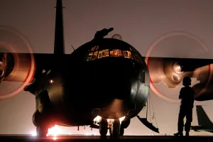Hercules C130 Transport Aircraft waits on the tarmac
