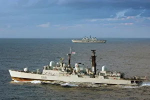 HMS Exeter is shown in the foreground with HMS Illustrious, taking part in Exercise Neptune Warrior HMS Exeter is shown in the foreground with HMS Illustrious, taking part in Exercise Neptune Warrior