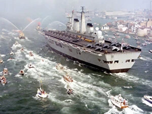 Royal Navy Collection: HMS Invincible Returns from the Falklands in 1982