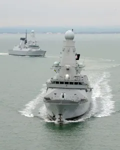 Images Dated 2010 February: Print of HMS Daring and Dauntless Type 45 destroyers in formation