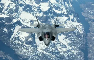 Pictured is the first of the UK's F-35B Lightning II jets to be flown to the UK Pictured is the first of the UK's F-35B Lightning II jets to be flown to the UK