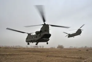 RAF Chinook Helicopters Leave a Landing in Zone in Afghanistan RAF Chinook Helicopters Leave a Landing in Zone in Afghanistan