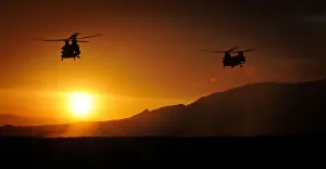 RAF Chinook Helicopters at Sunset RAF Chinook Helicopters at Sunset
