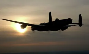 Battle Of Britain Prints: Avro Lancaster Print - RAF Coningsby Sunset Silhouette
