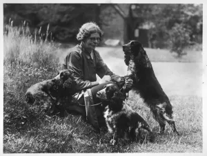 Fall Print of a Woman with Cocker Spaniels