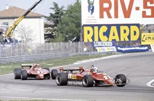 Images Dated 24th August 2005: 1982 San Marino Grand Prix. Imola, Italy. 23-25 April 1982. Didier Pironi leads Gilles Villeneuve