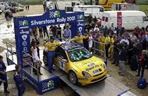 Images Dated 12th June 2001: Formula Rally Championship: Martin Rowe and Chris Wood on the podium