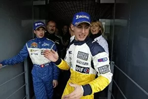 Images Dated 19th October 2003: Formula Renault V6 Eurocup: Second place Jos -Maria Lopez, DAMS, leads winner Neel Jani