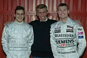 Images Dated 5th December 2002: Formula One Testing: Ex Zip Kart dirvers Gary Paffett, David Coulthard with Zip Kart Boss Martin