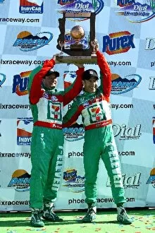 Images Dated 24th March 2003: Indy Racing League: Race winner Tony Kanaan, right, celebrates with Andretti Green Racing team owner