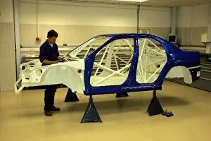 Images Dated 1st June 2005: Prodrive Factory Tour: A Subaru Impreza WRC body shell is prepared