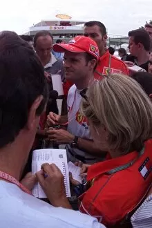 Images Dated 25th March 2000: Rubens Barrichello is interviewed by the press