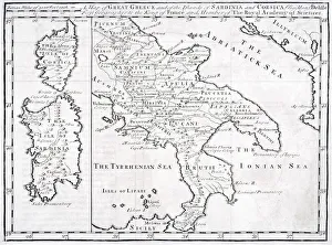 19Th Century Map Of Great Greece And Of The Islands Of Sardina And Corsica By Guillaume 19Th Century Map Of Great Greece And Of The Islands Of Sardina And Corsica By Guillaume