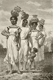 19Th Century Paraguayan Country Girls. From A 19Th Century Illustration 19Th Century Paraguayan Country Girls. From A 19Th Century Illustration