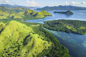 Aerial view of the Komodo Islands, Komodo National Park, Flores, Lesser Sunda Islands, Indonesia Aerial view of the Komodo Islands, Komodo National Park, Flores, Lesser Sunda Islands, Indonesia