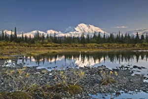 The Alaska Range And Denalis North Face Are Reflected In Small Tundra Pond In Denali The Alaska Range And Denalis North Face Are Reflected In Small Tundra Pond In Denali
