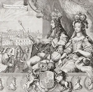 Allegory of the coronation of England's King William III and Queen Mary II on April 11, 1689 Allegory of the coronation of England's King William III and Queen Mary II on April 11, 1689