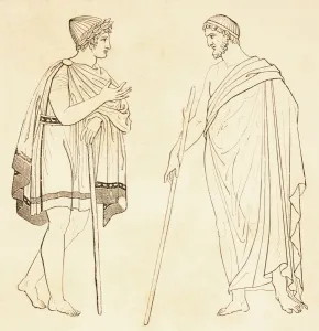 Ancient Athenians Exchanging Philosophical Ideas. From El Mundo Ilustrado, Published Barcelona, 1880 Ancient Athenians Exchanging Philosophical Ideas. From El Mundo Ilustrado, Published Barcelona, 1880