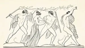Ancient Grecian Revellers. From El Mundo Ilustrado, Published Barcelona, 1880 Ancient Grecian Revellers. From El Mundo Ilustrado, Published Barcelona, 1880
