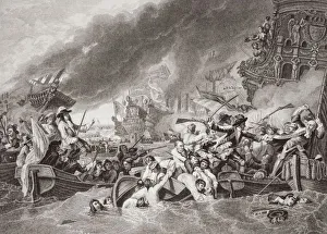 The Battle Of La Hogue. Destruction Of The French Fleet, May 22 1692. Engraved By W The Battle Of La Hogue. Destruction Of The French Fleet, May 22 1692. Engraved By W