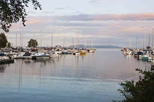 Boats In The Harbour At Sunset; Thunder Bay, Ontario, Canada Boats In The Harbour At Sunset; Thunder Bay, Ontario, Canada