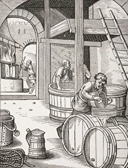 The Brewer. 19Th Century Copy Of Picture Designed And Engraved In 16Th Century By The Brewer. 19Th Century Copy Of Picture Designed And Engraved In 16Th Century By