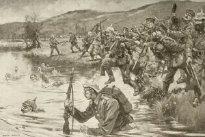 British And French Infantry Fighting German Infantry During Battle Of The Marne Drawn British And French Infantry Fighting German Infantry During Battle Of The Marne Drawn