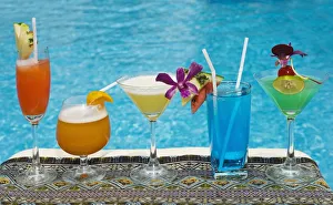 Chiang Mai, Thailand; Tropical Drinks By The Pool At Horizon Resort Chiang Mai, Thailand; Tropical Drinks By The Pool At Horizon Resort