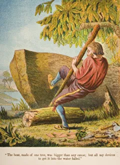 Chromolithographic Illustration From Life And Adventures Of Robinson Crusoe By Daniel Chromolithographic Illustration From Life And Adventures Of Robinson Crusoe By Daniel