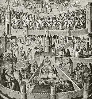 The City Of God Of St Augustine After A 15Th Century Engraving. The Upper Enclosure Represents Saints Who Have Been The City Of God Of St Augustine After A 15Th Century Engraving. The Upper Enclosure Represents Saints Who Have Been