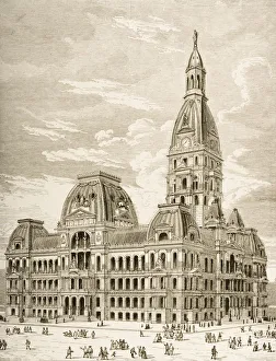 City Hall, Chicago, Illinois In 1870S. From American Pictures Drawn With Pen And City Hall, Chicago, Illinois In 1870S. From American Pictures Drawn With Pen And