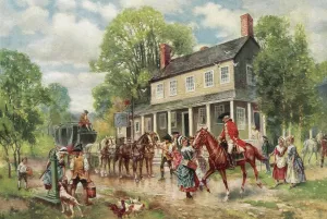The Concord Stage, after a work by E. Percy Moran. Concord and nearby Lexington were the sites of the first military The Concord Stage, after a work by E. Percy Moran. Concord and nearby Lexington were the sites of the first military