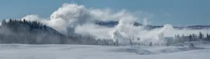 Crater Hills Geyser (Sulphur Spring) in winter, Hayden Valley, Yellowstone National Park, USA Crater Hills Geyser (Sulphur Spring) in winter, Hayden Valley, Yellowstone National Park, USA