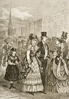 Crowds Strolling Along Fifth Avenue New York In 1870S Crowds Strolling Along Fifth Avenue New York In 1870S