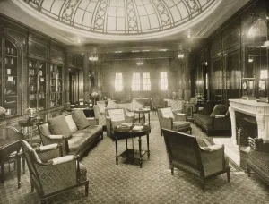 Cunard Line Promotional Brochure For Mauretania Circa 1930. The Library And Writing Room Cunard Line Promotional Brochure For Mauretania Circa 1930. The Library And Writing Room