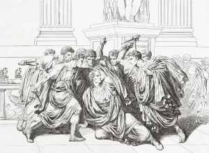 The death of Julius Caesar. Gaius Julius Caesar, Roman politican, general, historian, 100 BC - 44 BC The death of Julius Caesar. Gaius Julius Caesar, Roman politican, general, historian, 100 BC - 44 BC